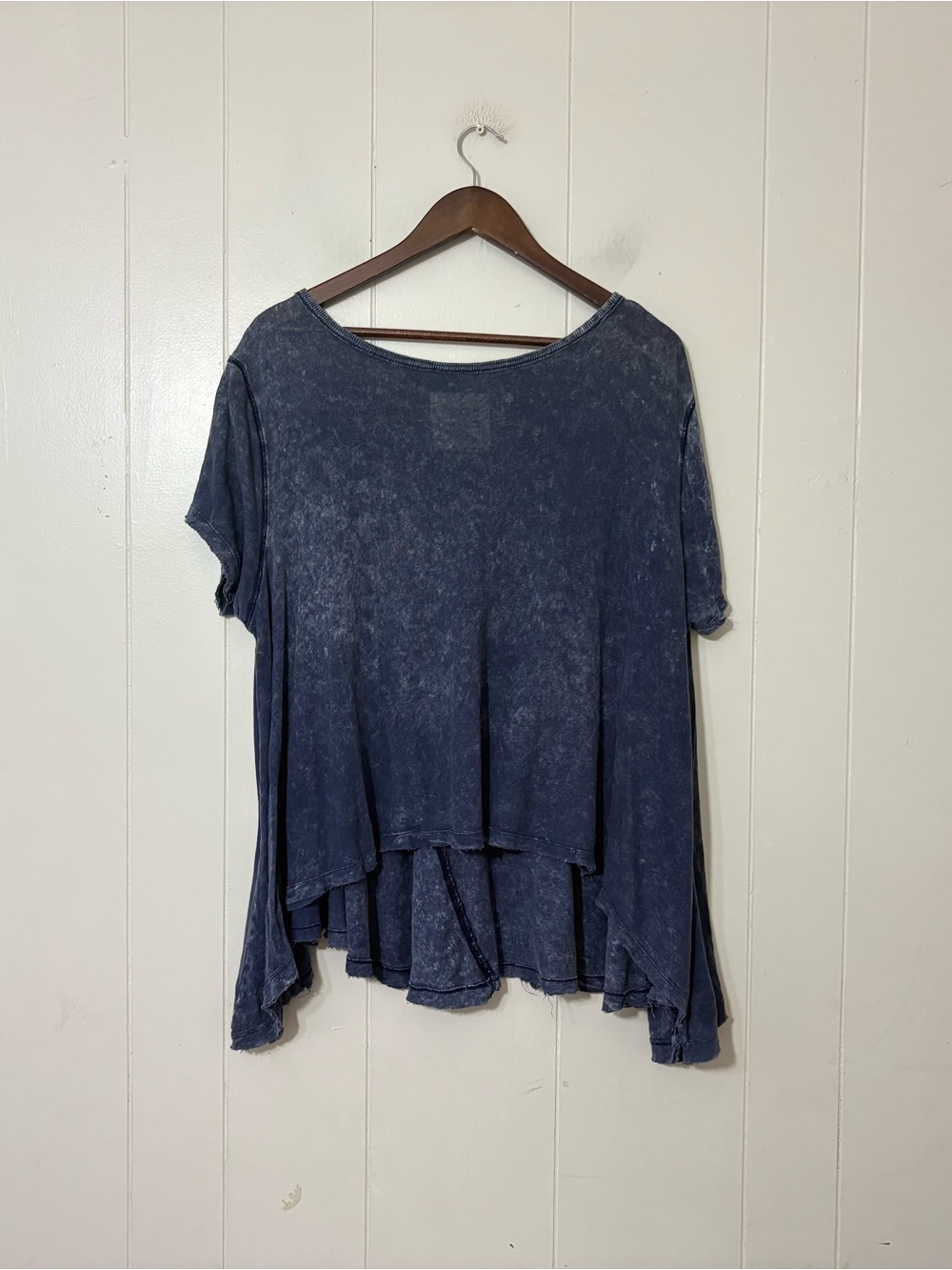 We The Free Free People Mineral Wash Oversized Tunic Tee Blue XS/S Boho